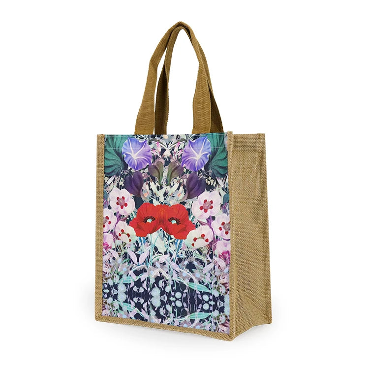 Custom Printed Women's Vintage Cotton Tote Bag Portable Natural Jute Bags Logo Reusable Burlap Linen Handbag Canvas Linen
