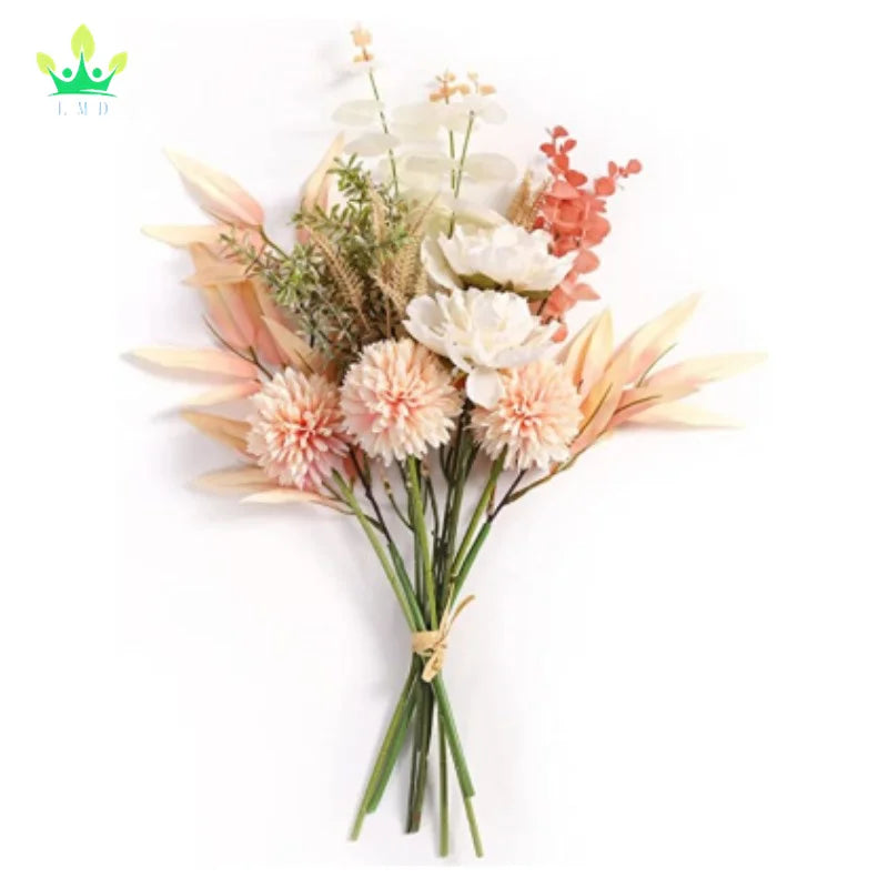 Artificial Flowers Bouquet Vase Silk Flower for Home Party Shelf Wedding Decoration Faux Floral Arrangements