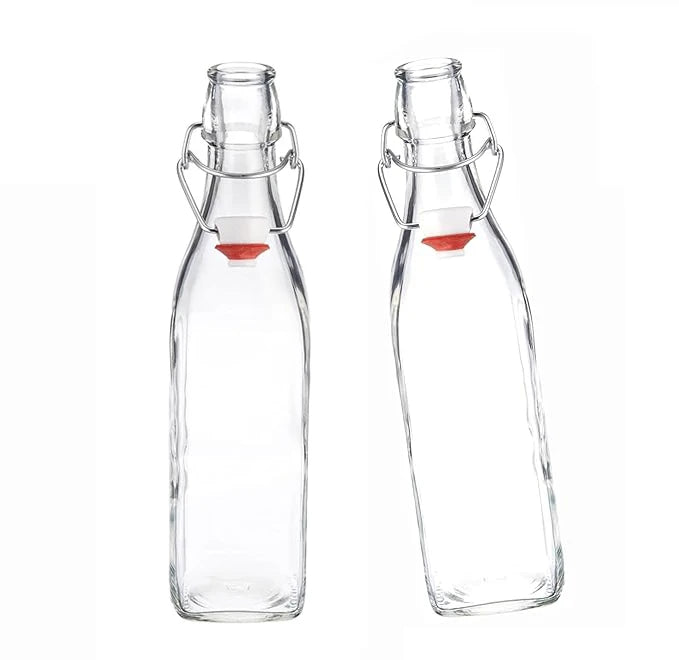 Glass Empty Beverage Bottles 250ml 350ml 500ml 1L Screw Cap Screen Printing Custom Clear Round Bottle for Juice Business
