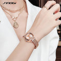 Sinobi Fashion Rectangle Golden Stainless Steel Seiko Movement Women's Quartz Watch Luxury Casual Design