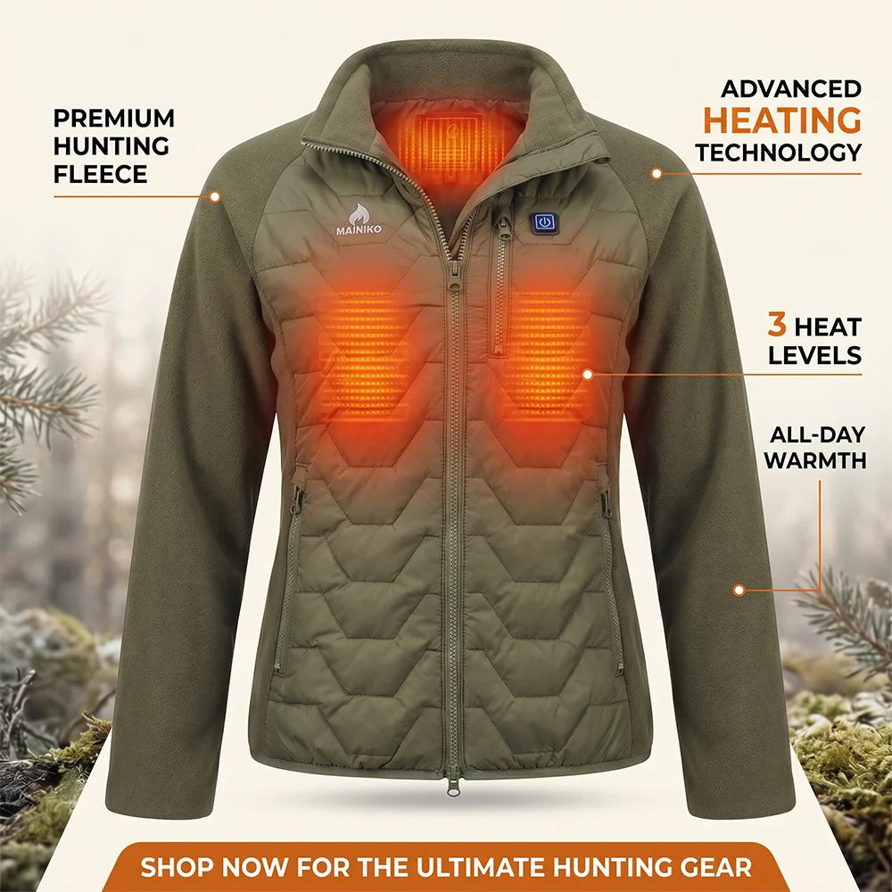 Heated Outdoor Fleece Coat Winter Long Jacket 5 Heating Pad Knitted Camouflage Heating Jacket Mens