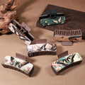 New Retro Hair Accessories Butterfly Print PU Leather Claw Clip for Women Girls