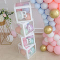 4pcs/set Gold Baby Shower Box Transparent Balloon Boxes Letters Decoration Birthday Gift Set Event Party Holiday Supplies