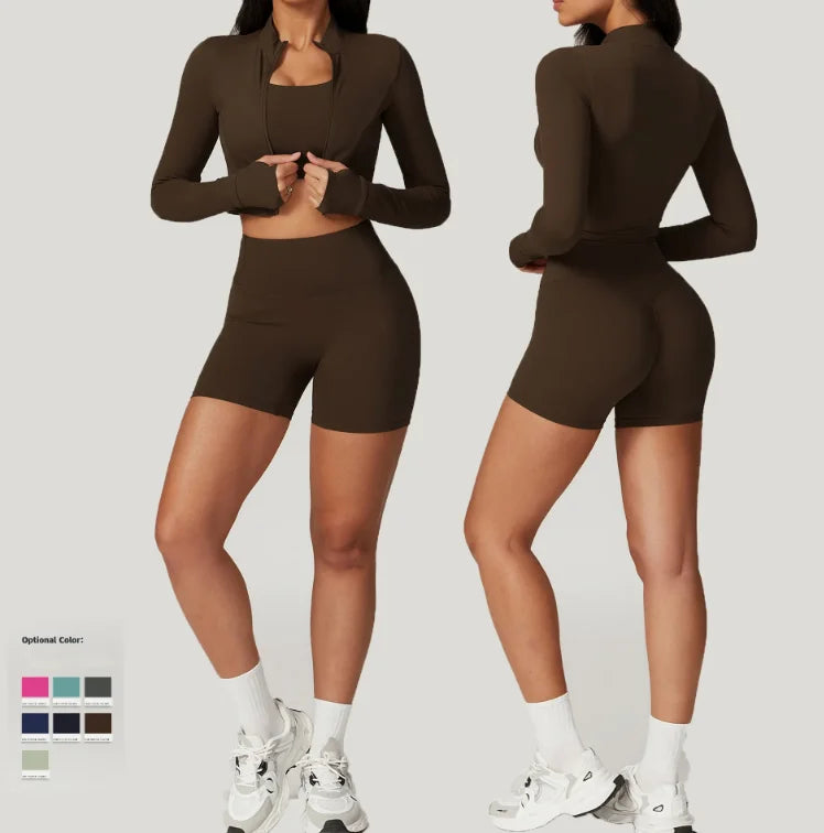 New Fashion Yoga Gym Fitness Sets Scrunch Butt Shorts Yoga Fitness Sets Quick Dry Workout Running for Women Sports Sets Suits