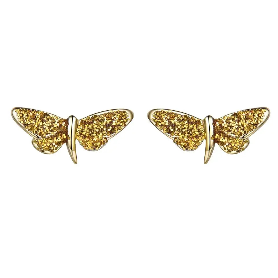 Fashionable S925 Silver Blue Glitter Butterfly Earrings for Women Romantic Gift Earring Jewelry