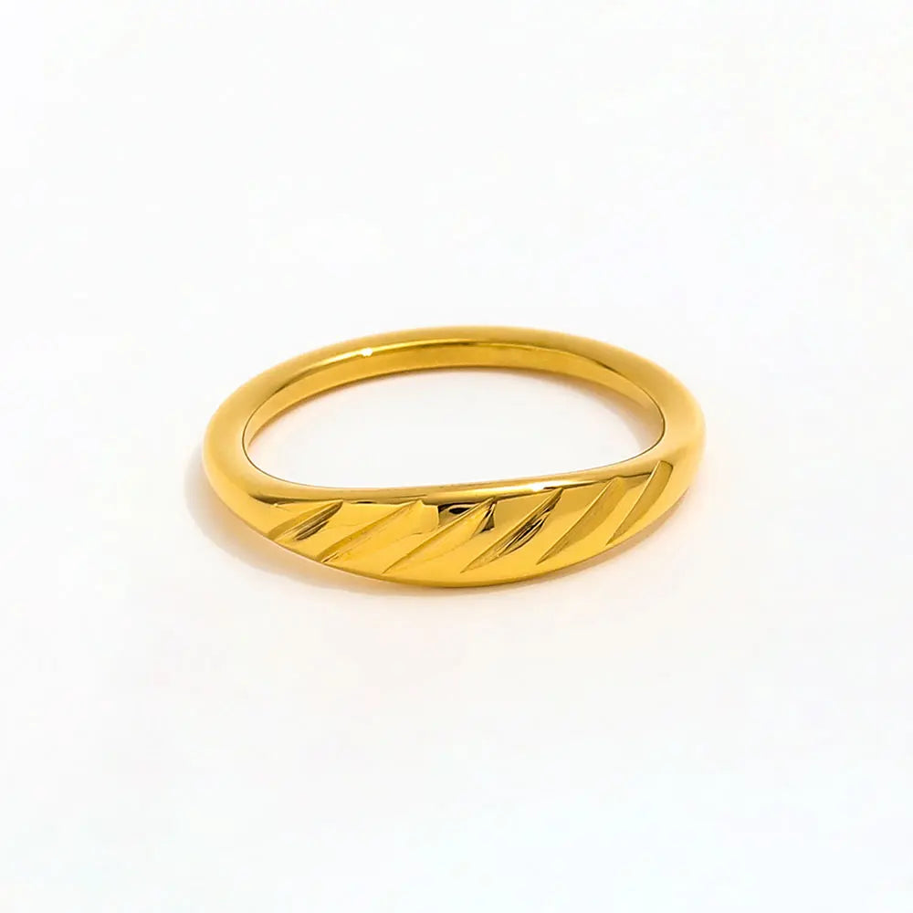 Joolim Jewelry Dainty Croissant Ring for Women 18K Gold Plated Stainless Steel Tarnish Free for Parties and Gifts