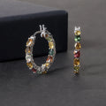 RZ0010 Abiding Fine Jewelry Wholesale Inside Outside Hoops Multi Color Tourmaline Gemstone 925 Sterling Silver Hoop Earring