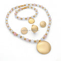 Anniyo Women Design Bead Plated Women Sets Arabic Jewelry Set Gold Gemstone Metal Hawaiian Pearl 18K Stainless Steel Geometric