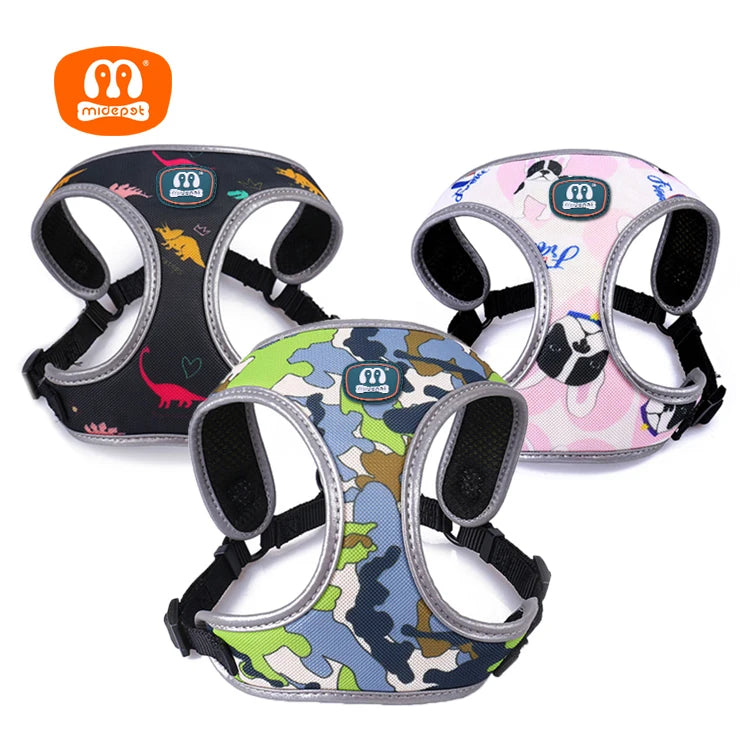 Midepet Pet Product Manufacture Customized Oem Accept Designer Pattern Pet Harness adjustable No Pull Luxury Dog Harness