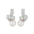 Shescity Silver Plated Brass Drop Earrings Trendy Minimalist Zircon Pearl Designer Stud Earrings Jewelry for Women