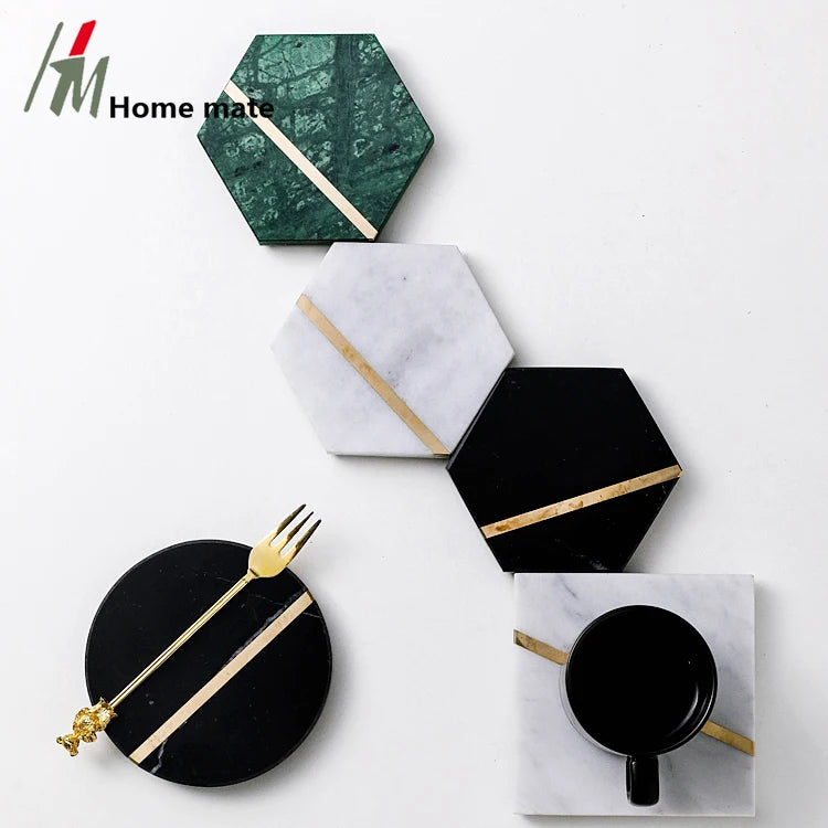 Hot Selling Food Safe Natural Green Color square Cup coaster Marble Beer Coasters