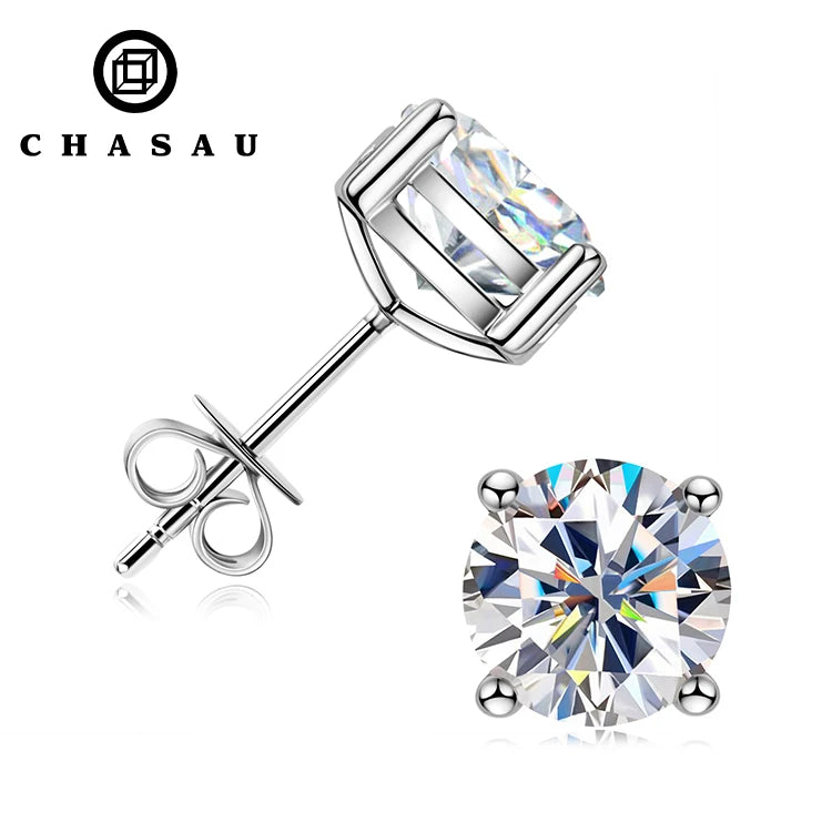 Silver Moissanite Earrings All Size 0.5ct 4ct 5ct Lab Diamond Earring 925 Sterling Silver VVS Moissanite Round Type Stud Earring