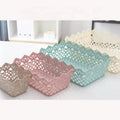 Korean Cute Plastic Rectangular Storage Box Home Organization Hollow Imitation-Rattan Style Basket