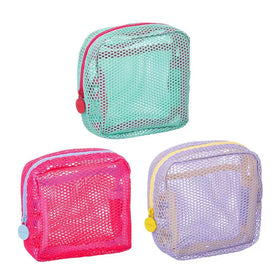 Fashion Custom Logo Portable Small Nylon Mesh Lipstick Storage Toiletries Bag Mini Candy Color Makeup Cosmetics Bag for Girls