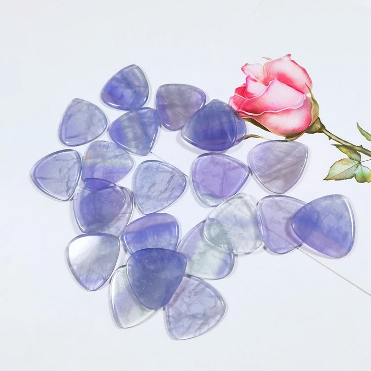 Huiying Wholesale Fluorite Gemstone Triangle Crystal Guitar Accessories Picks Healing