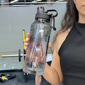 Large Capacity Transparent Plastic Water Bottle With Handle Portable Reusable Running Gym Sport Bottle Custom Logo
