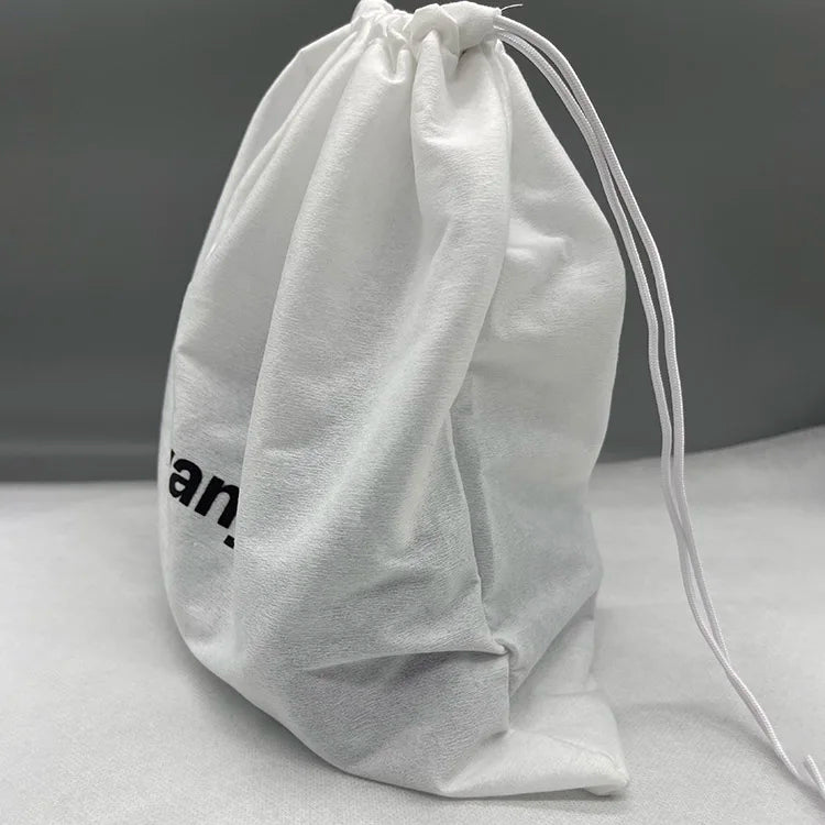 Eco Friendly Custom logo White Clothing Travel Storage Bag Toy Fabric Dust Bag Moisture-proof Non Woven Drawstring Dust Bag