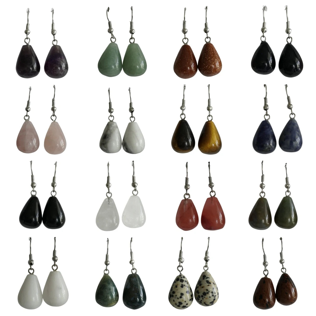 Trendy 12pcs Crystal Gemstone Water Drop Shape Charm Pendant Earring Fashionable Multiple Healing Natural for Gift Party Wedding