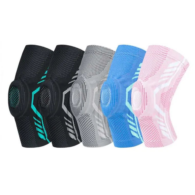Nylon Knitted Silicone Knee Compression Brace Silicone Knee Support with Support bar