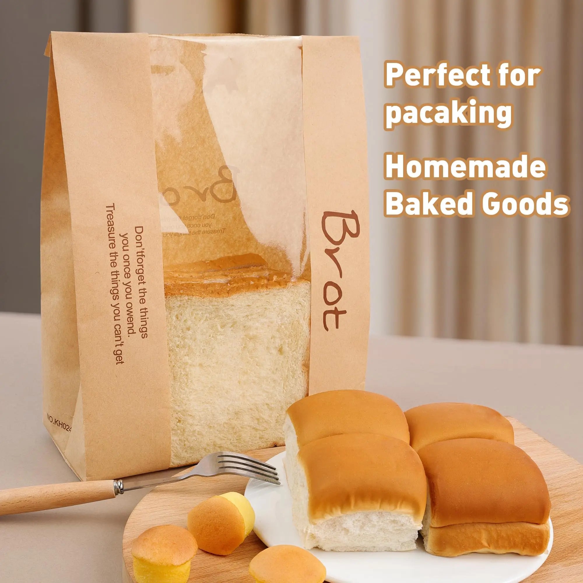 Wholesale Eco Friendly Small Donut Toast Packing Kraft Paper Bakery Bread Bag with Clear Window
