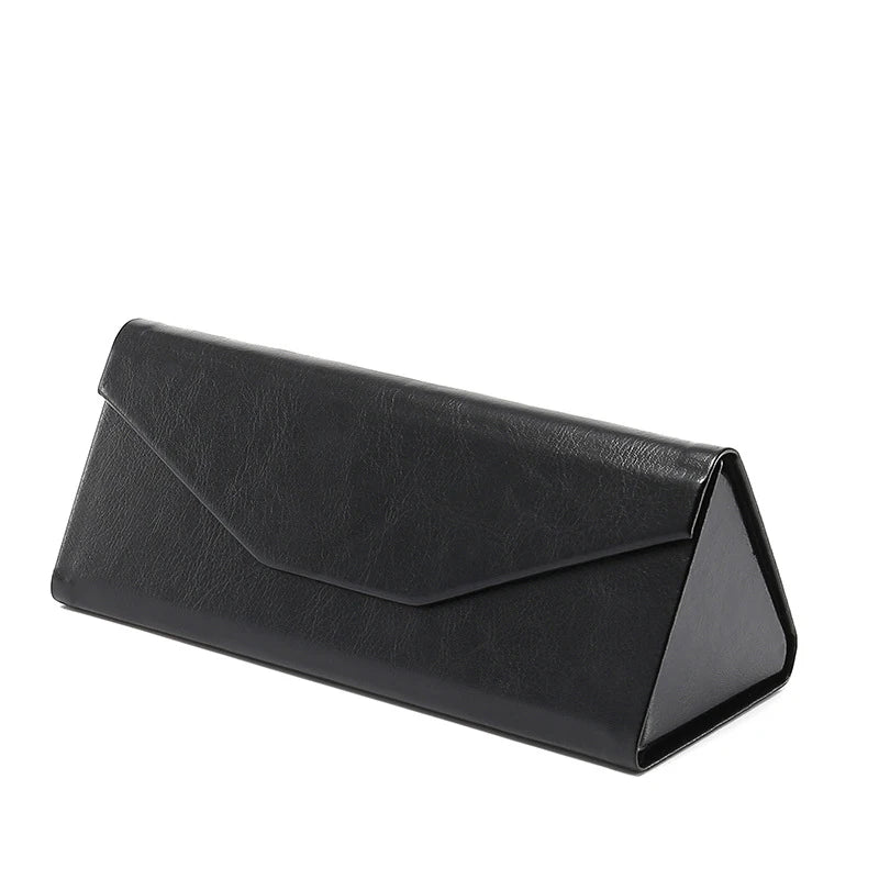 Fashion Custom Logo Black PU Calfskin Folding Glasses Box Eyeglasses Accessories Eyewear Case for 2023
