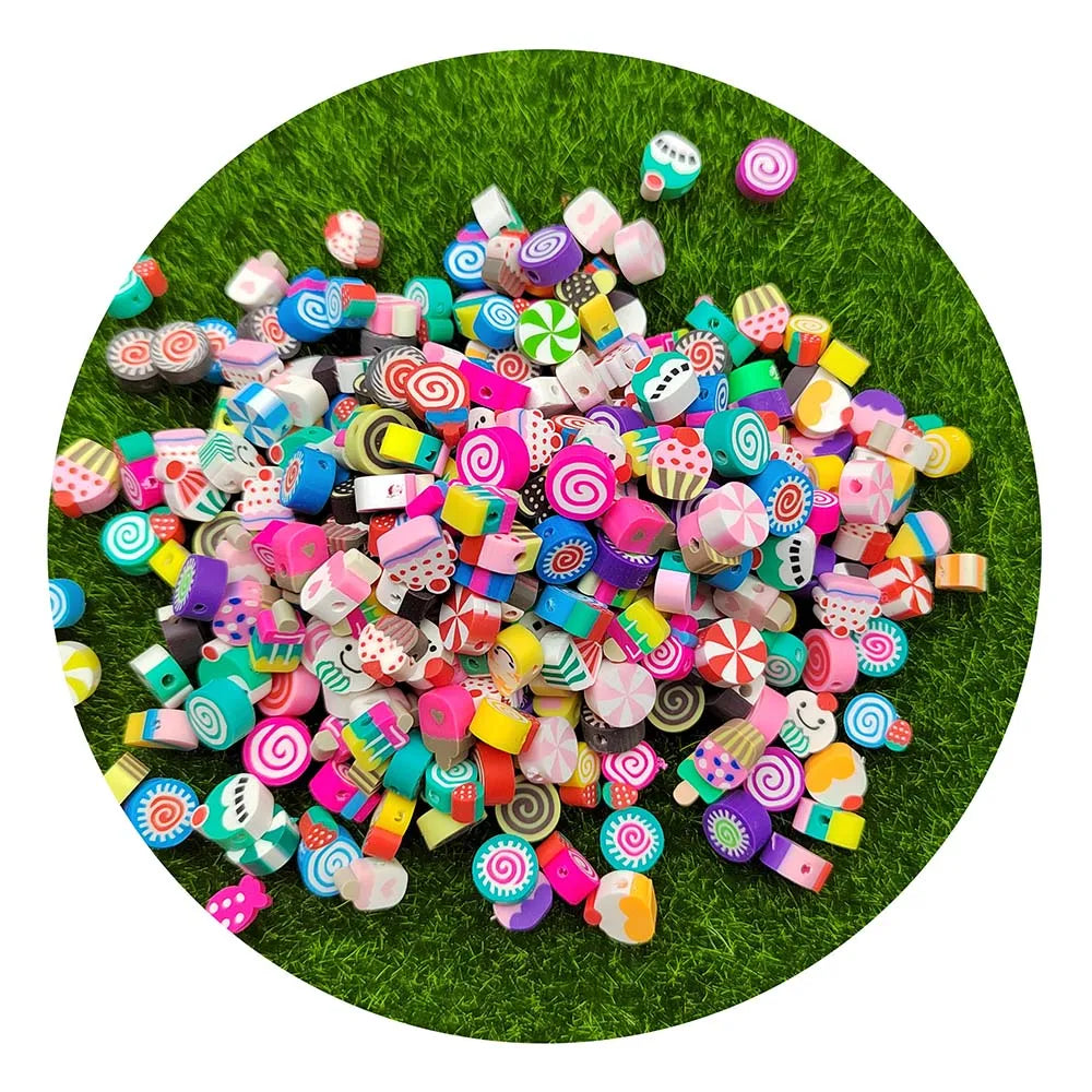 1000Pcs Mixed Artificial Food Ice Cream Candy Dessert Cake Hot Clay Beads Charms for Bracelet Necklace Jewelry Making