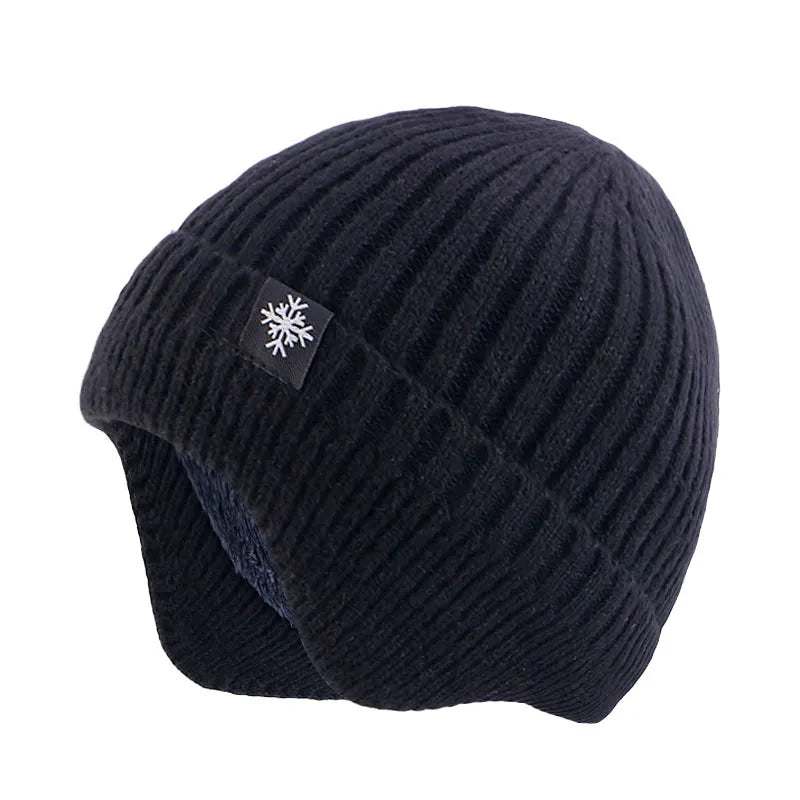 Fashion Design Caps Ear Wrapped Knit Hats With Snowflake Patterns Acrylic Winter Beanies Warm Hats