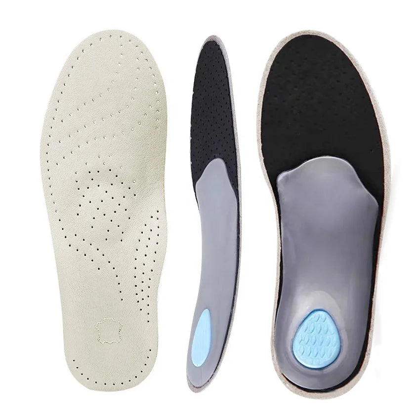 Unisex Premium Leather Orthotic Insole for Flat Foot Shoe Insoles High Arch Support Orthopedic Pad for Correction OX Leg Health