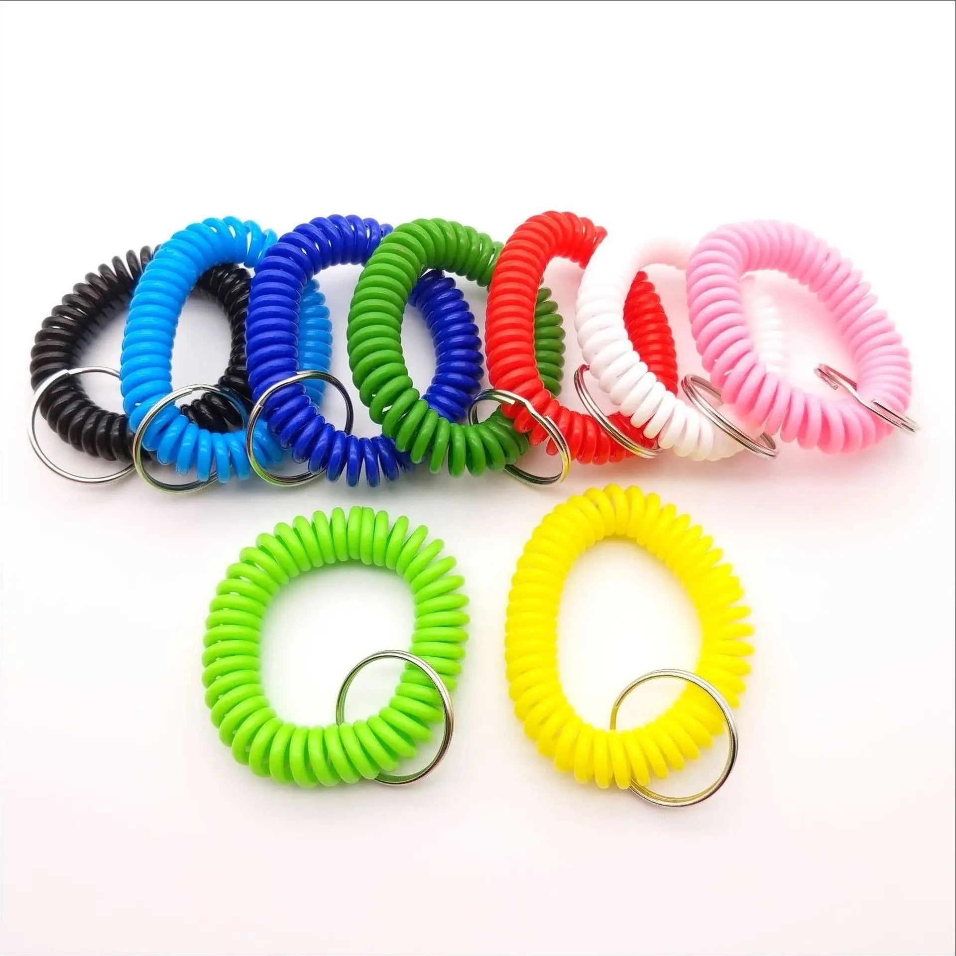 Assorted Color Stretchable Plastic Coil Wrist Band EVA Wrist Coil Keychain Wrist Strap Keychain
