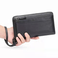 Men's Fashion Genuine Leather Long Portable Phone Money Clip Wallet Zipper Linen Lining Thread Pattern Guangzhou Passport Fit