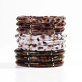 Winter Vintage 8mm Bamboo Bead Bangles Gold Septum Folded 3pcs / Set Leopard Print Acrylic Tube Beads Bracelet Set for Women