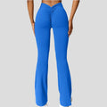 High Waist Yoga Pants with V-Design Soft Four-Dimensional Elastic Hip Lift Quick Dry Wide Leg Solid Pattern women's gym wear