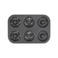 For WK9942 Carbon Steel Bakeware Silver Black 6 Cup Cavity Non-Stick PFOA Free Eco-Friendly Mini Donut Pan for Oven Baking