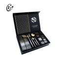 High End Luxury Royal Pointed Tail Golden Matte Stainless Steel Cutlery Set