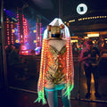 New Arrival Light up LED Costumes Color-Change Dress with Long Braids Cyberpunk LED Suit Wear for DJs Performers & Rave Parties