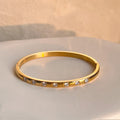 2022 Dazan New 18k Gold Plated 316l Stainless Steel Super Shiny Hinge Simple Cubic Zirconia Square 4mm Bracelet Jewelry