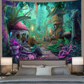 Psychedelic Forest Castle Tapestry Trippy Mushroom Butterfly Art Boho Design Wall Hanging Living Room Home Dorm Decor