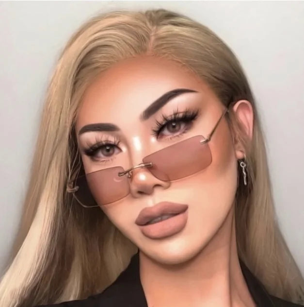 2021 Qmoon Rimless Sunglasses Stylish Small Frame Ocean Slice Sunglasses Street Shot New Square Sunglasses Arrivals