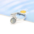 High Value Natural Exquisite Labradorite Spherical Ring Spherical Gemstone Adjustable Ring