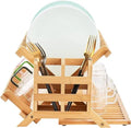Bamboo dishwashing rack 3-layer folding wooden dishwashing rack with cutlery rack large folding drying rack