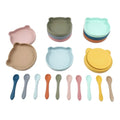 Silicone Plate Children Tableware Feeding Bowl Factory Price in Stock Custom Logo Low MOQ Baby Heart Zip Bag or Customized BOX