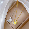 Accessories Jewelry Mother of Pearl 18K Gold Plated Butterfly Pendant No Fade Stainless Steel Shell Butterfly Necklace for Girls