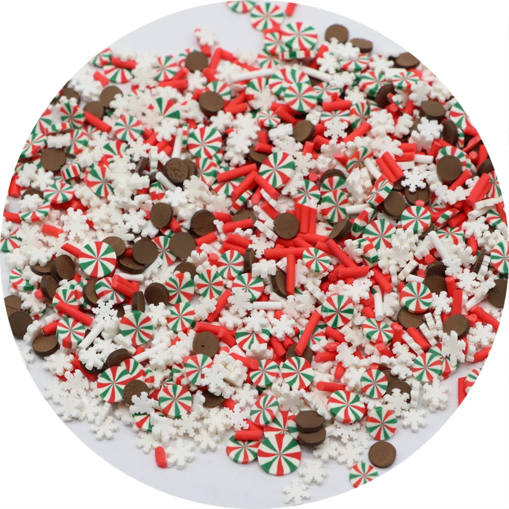 Factory Wholesale Christmas Sprinkles Xmas Snowflake Candy Peppermint Mud Particles Slices for Manicure Decoration