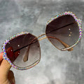 Hot Selling Newest American Fashion Trendy Lady Women square Oversize Sunglasses with Diamond Frame