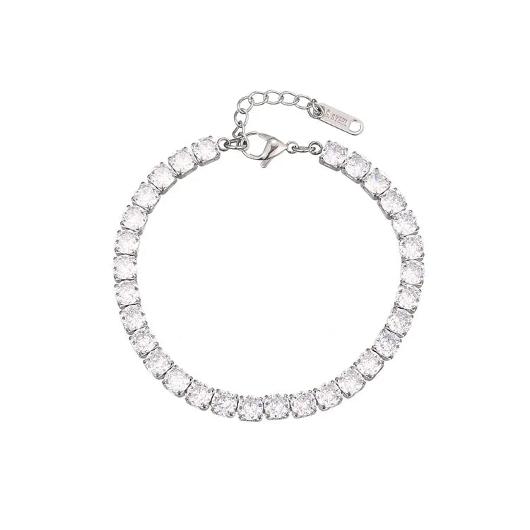 Luxury Jewelry Bracelet Dainty Stainless Steel Zircon Tennis Chain Bracelets for Women