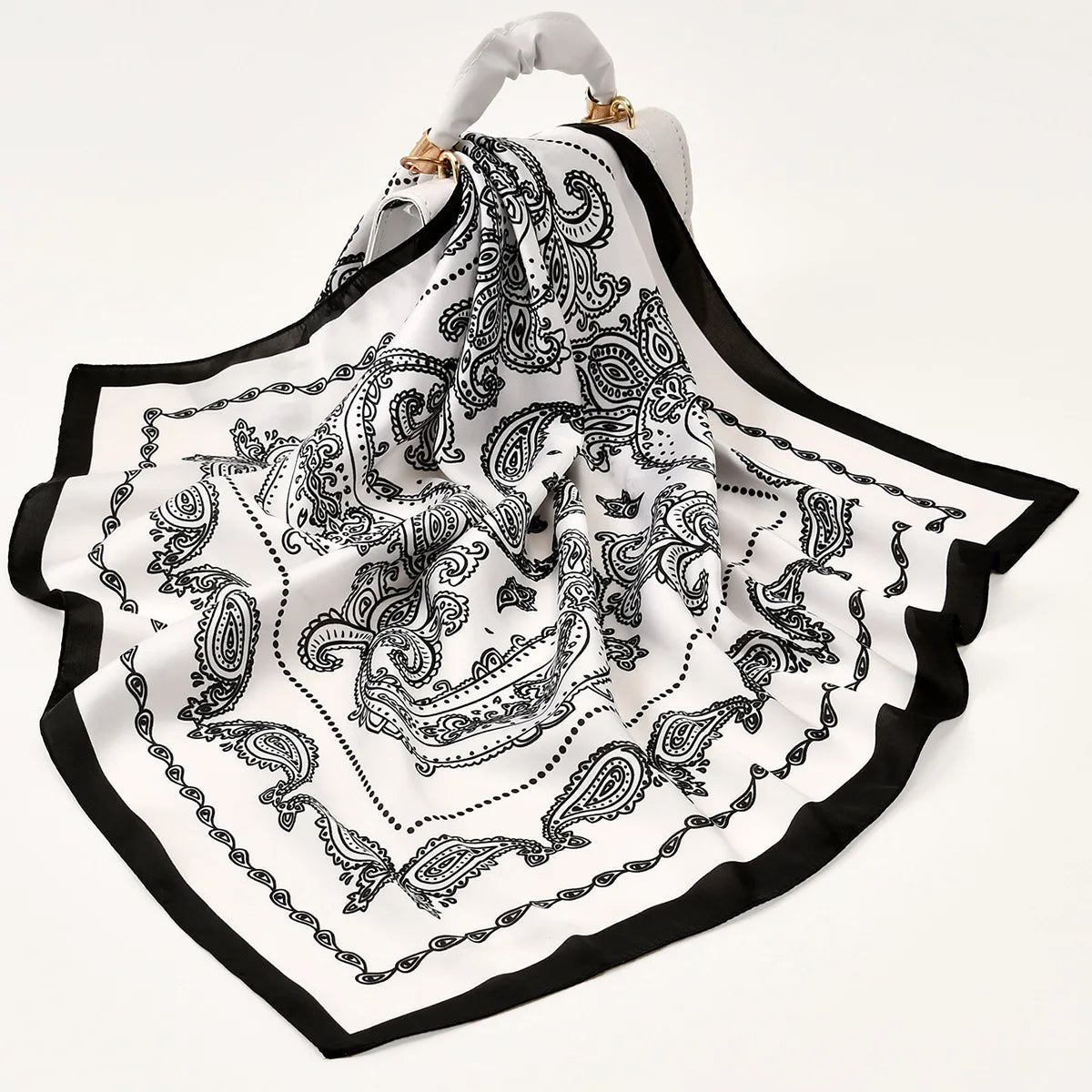 2025 New Fashion Women's High-end Satin Square Scarf Hijab Cashew Printed