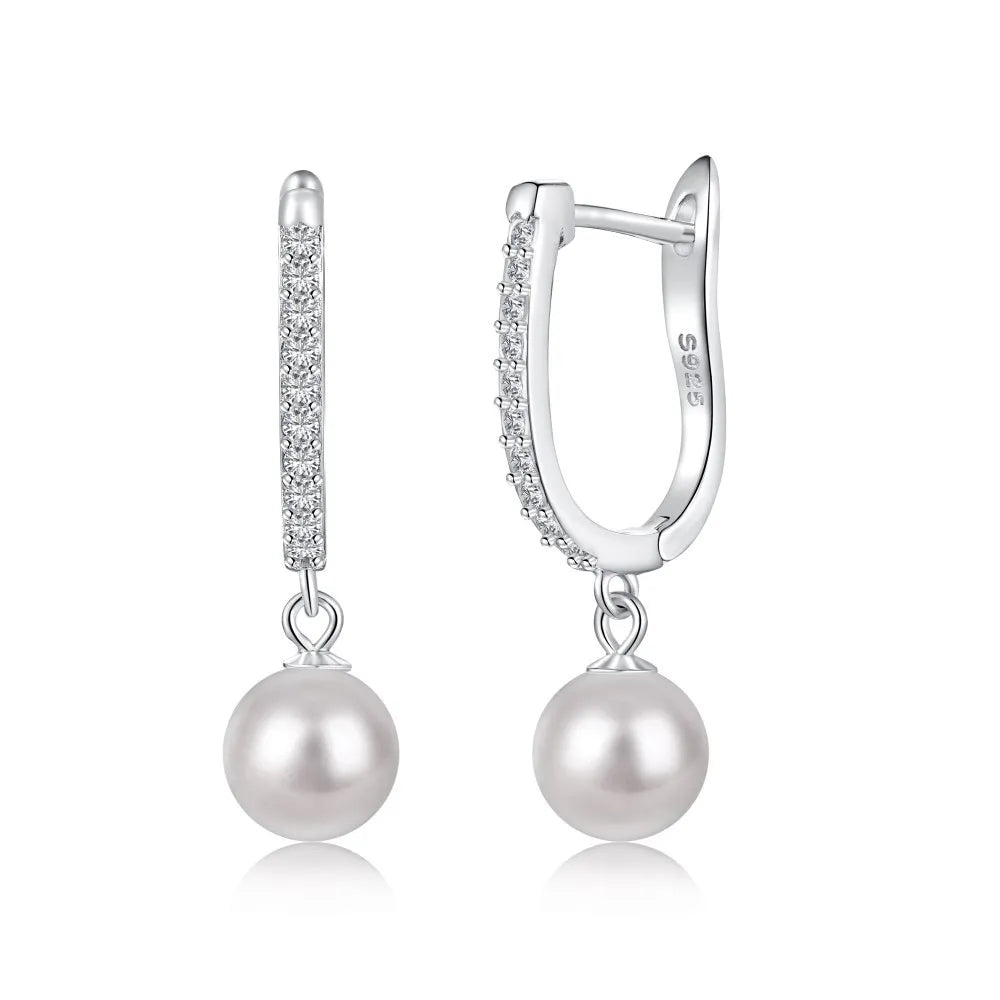 Luxury Fine Jewelry 925 Sterling Silver Earrings Pearl Versatile Female Pendant Design Earring for Women
