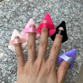 Wholesale Factory Mini Black Customize logo Triangle Finger Powder Puffs Mixes Colors Low Price