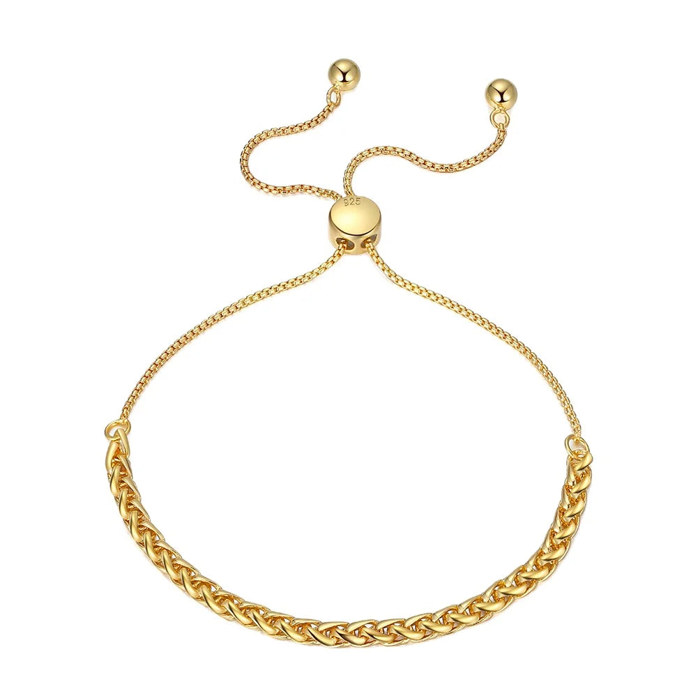RINNTIN SB126 2023 Fashion 925 Sterling Silver Italian 3mm Adjustable Chopin Chain Bracelet for Women Handmade