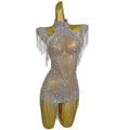 Sexy Tassel Diamond One Piece Short Jumpsuit Exotic Drag Show Dancer Costume Pole Dance Wear Women Party Rhinestone Bodysuit